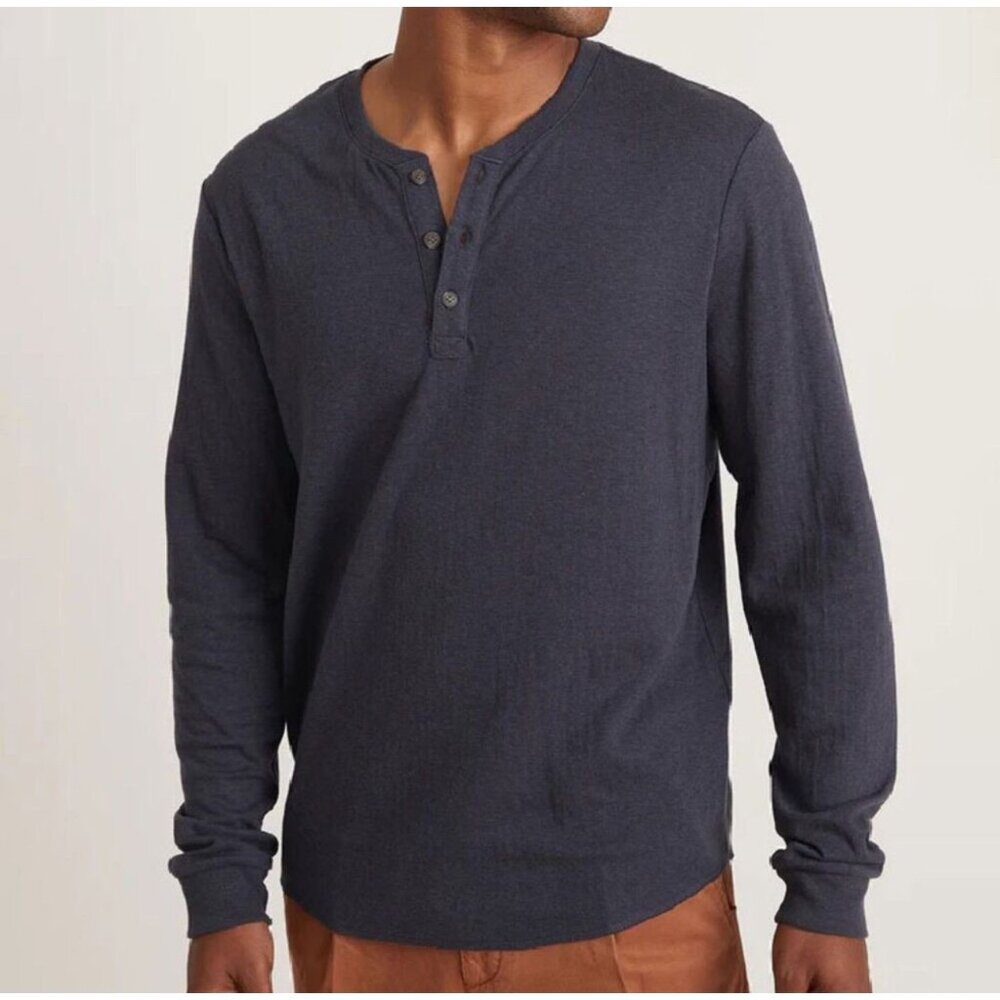 Marine Layer DK LS Henley Navy blazer XL sweatshirt 1/4 button‎ front new men's